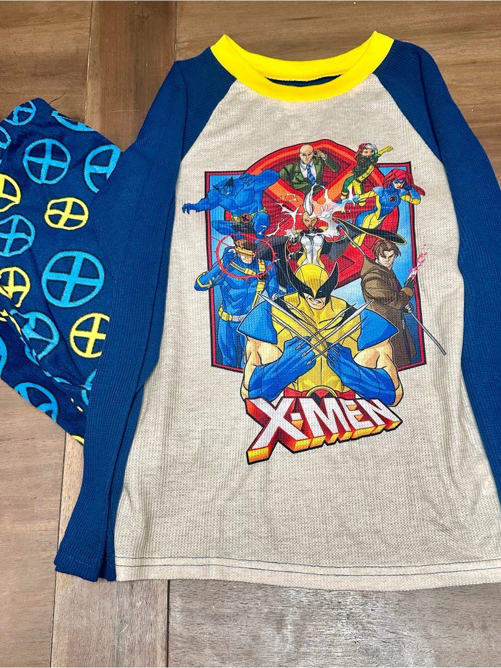 Marvel X-Men Kids Pajama Set Blue Yellow Gray